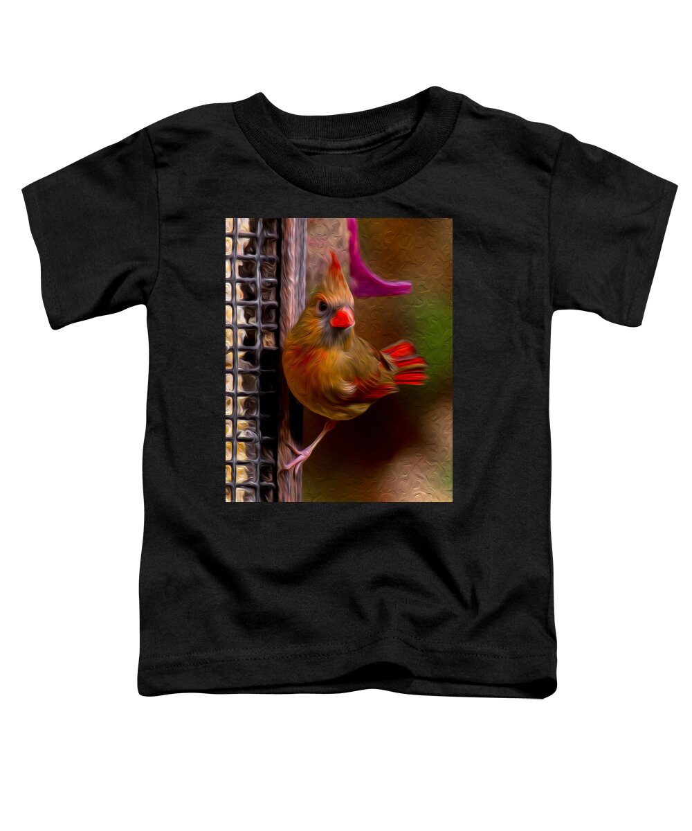 Female Northern Cardinal Toddler T-Shirt featuring the photograph Female Northern Cardinal by Robert L Jackson