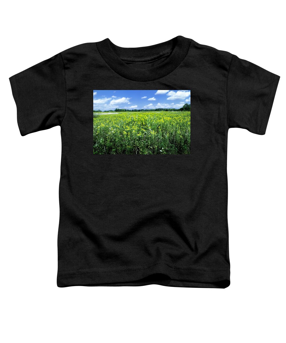 Clouds Toddler T-Shirt featuring the photograph Field Of Flowers Sky Of Clouds by Jim Shackett