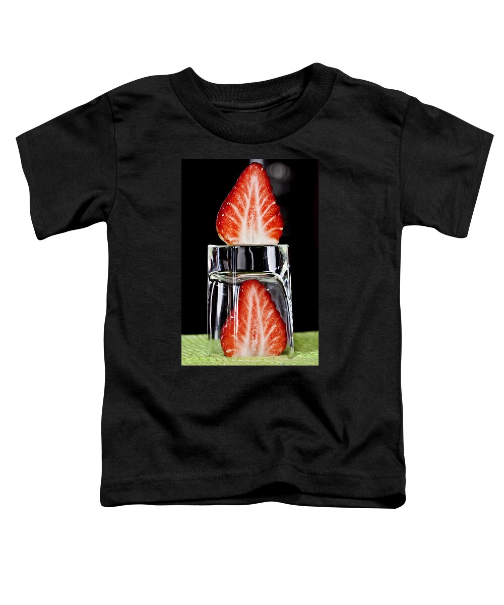 Fruit Toddler T-Shirt featuring the photograph Strawberry on ice - Fire on ice by Pedro Cardona Llambias