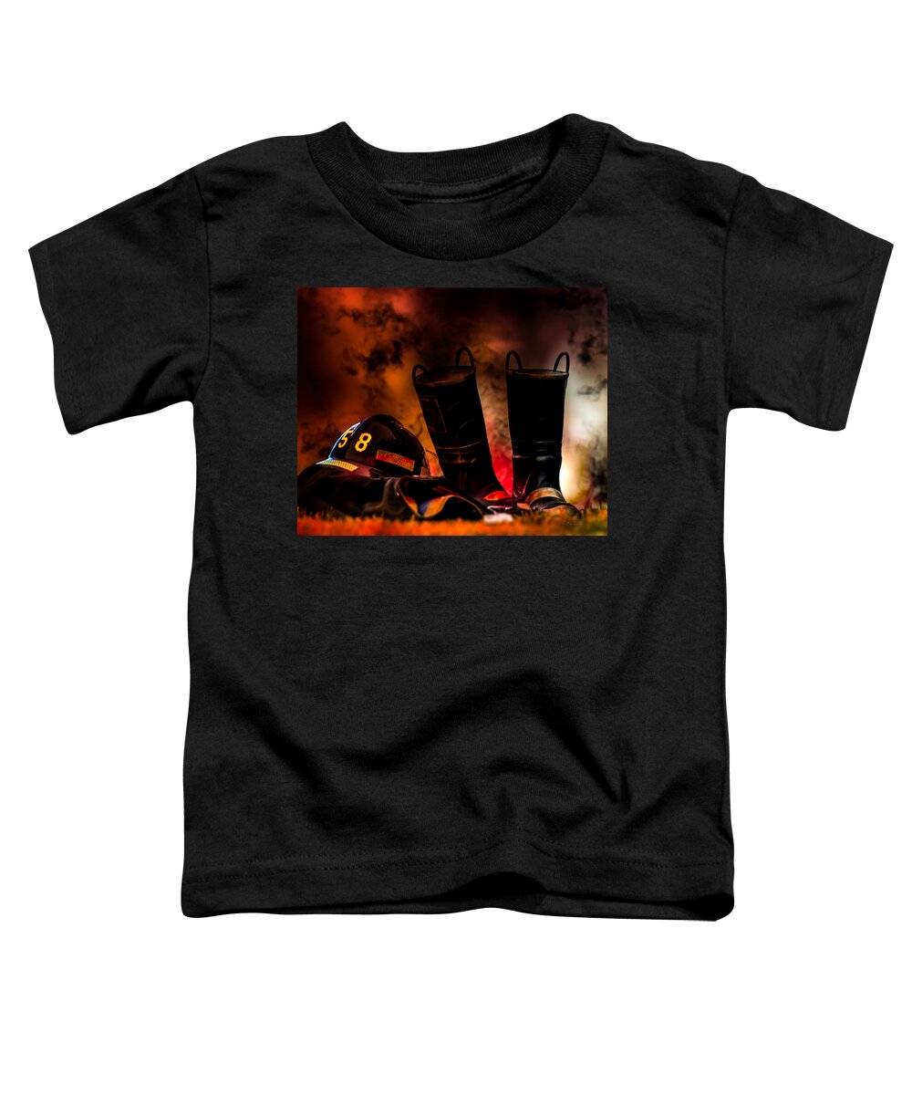Courage Toddler T-Shirt featuring the photograph Firefighter by Bob Orsillo