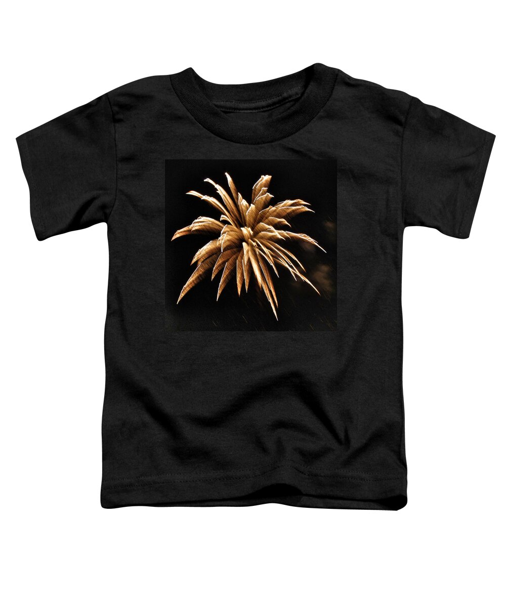Firework Toddler T-Shirt featuring the photograph Firework Abstract - Golden Brown by Marianna Mills