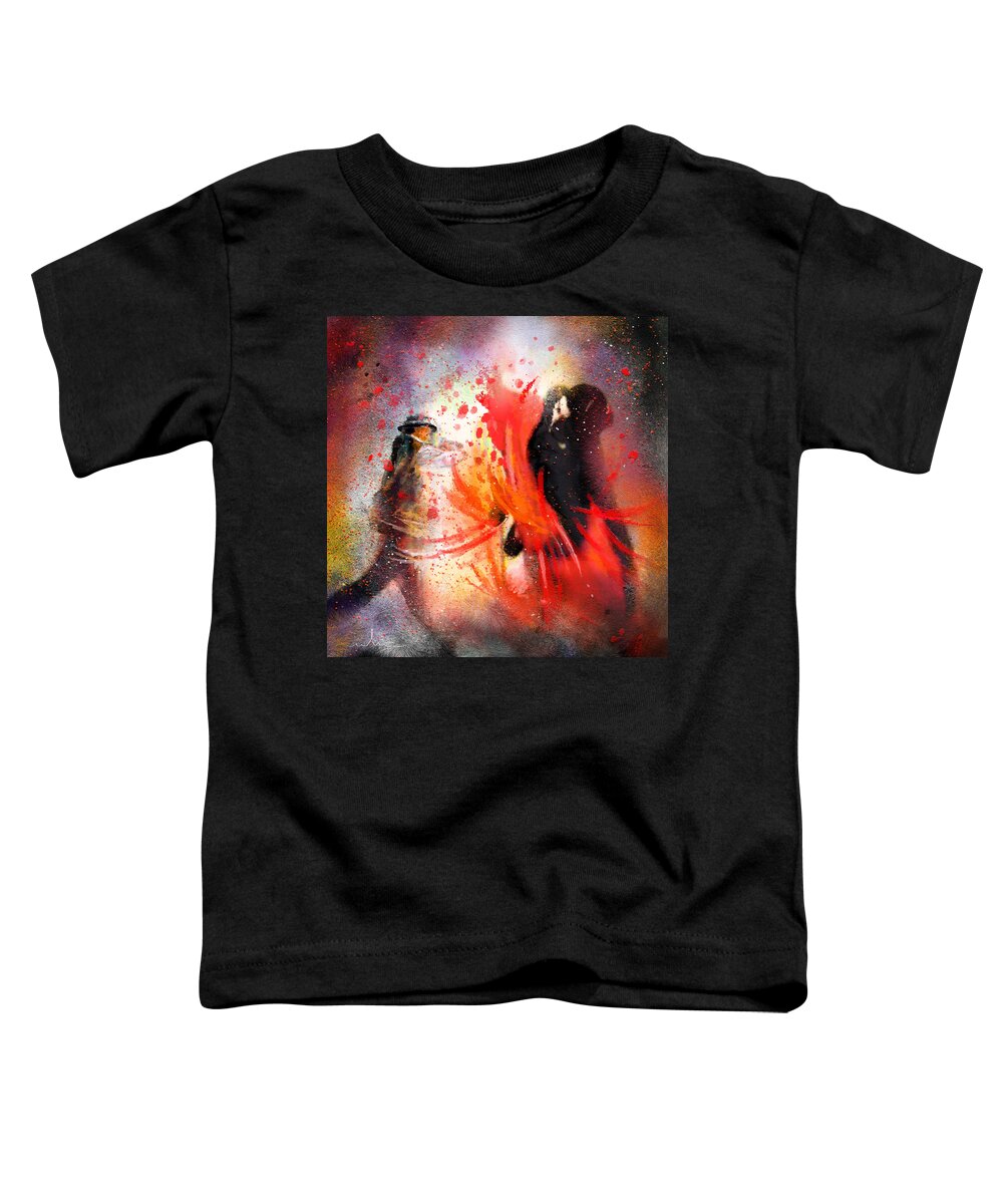 Flamenco Dance Toddler T-Shirt featuring the painting Flamencoscape 07 by Miki De Goodaboom