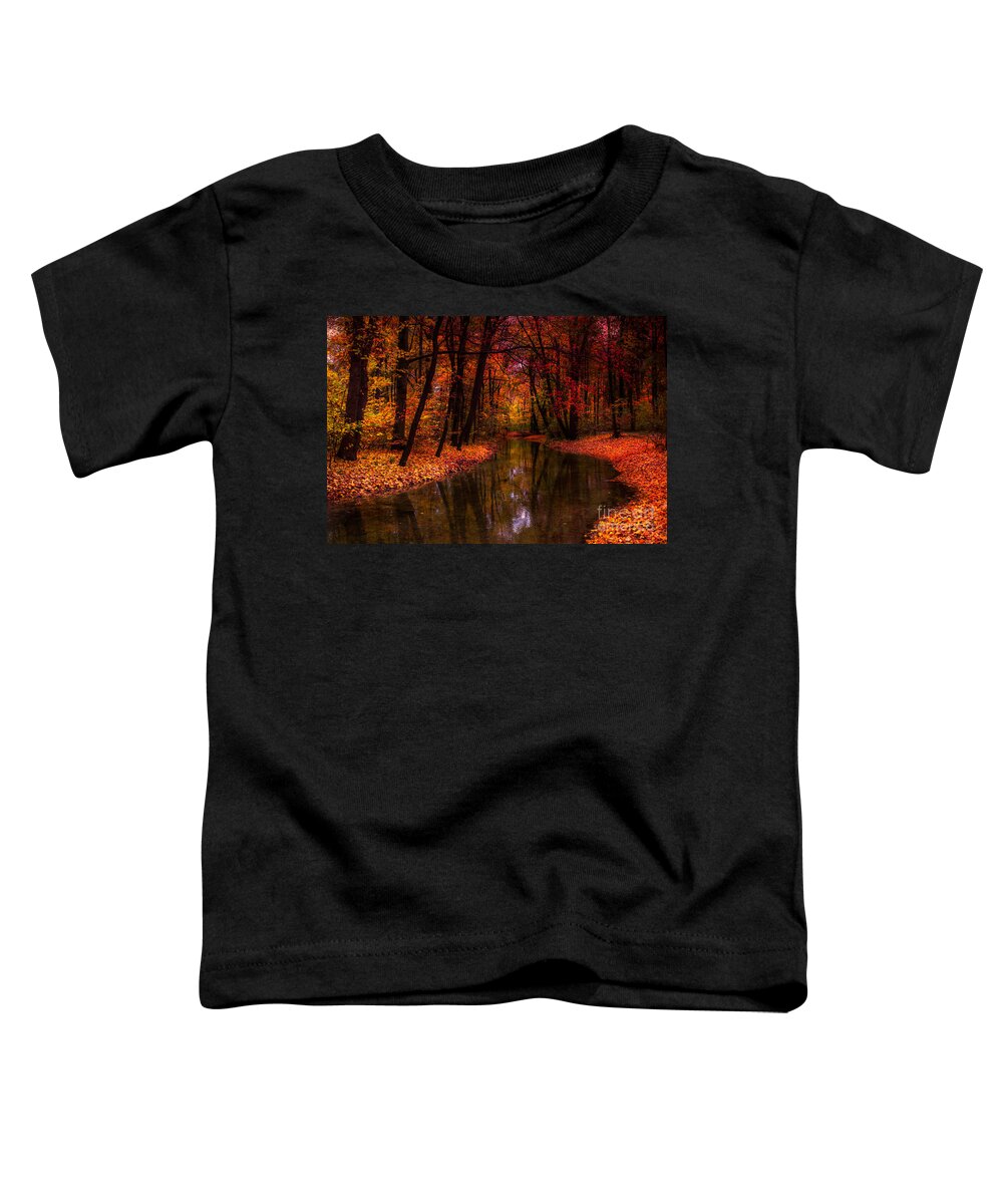 Autumn Toddler T-Shirt featuring the photograph Flowing Through The Colors Of Fall by Hannes Cmarits