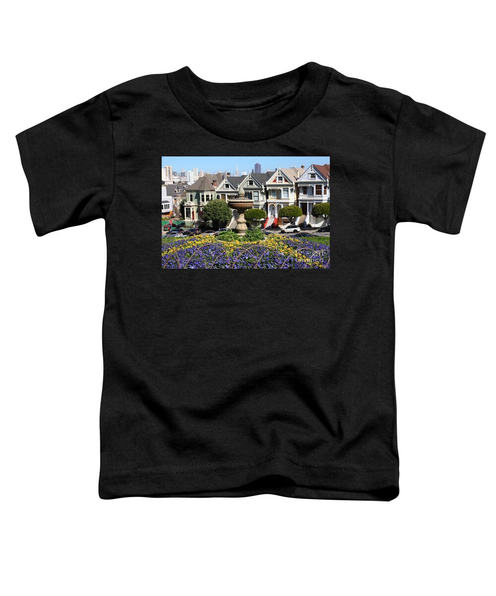 San Francisco Toddler T-Shirt featuring the photograph Fountain at Alamo Square Painted Ladies San Francisco California 5D27990 by Wingsdomain Art and Photography