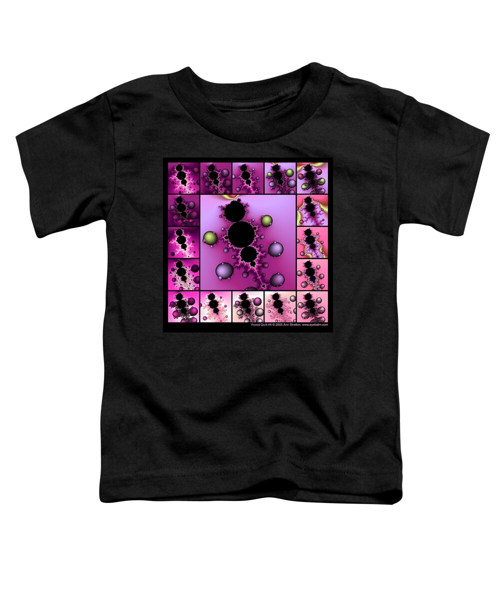 Pink Toddler T-Shirt featuring the digital art Fractal Quilt 4 by Ann Stretton