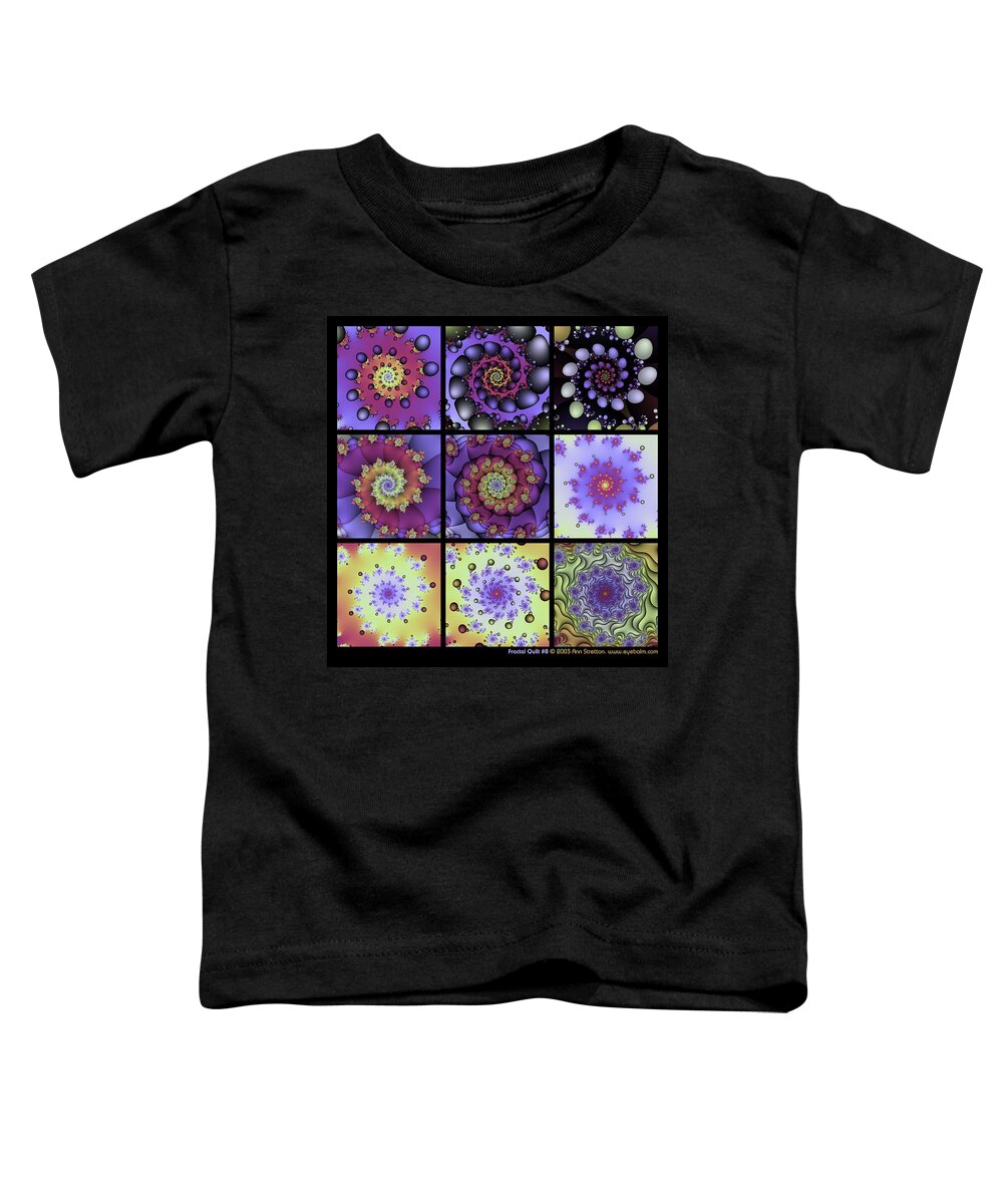 Yellow Toddler T-Shirt featuring the digital art Fractal Quilt 8 by Ann Stretton