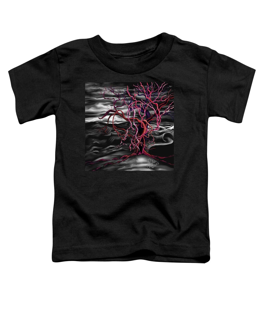 Dark Toddler T-Shirt featuring the painting From Out of the Darkness by Yolanda Raker