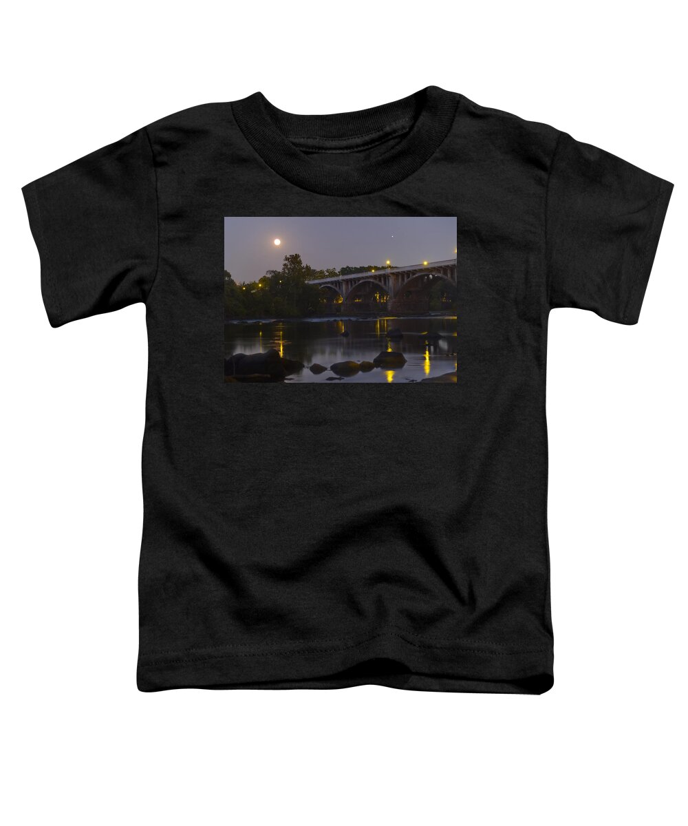 Gervais Street Bridge Toddler T-Shirt featuring the photograph Gervais Street Bridge, Full Moon and Jupiter by Charles Hite