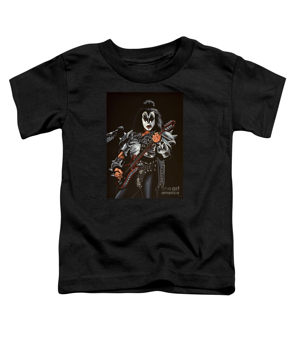 Kiss Toddler T-Shirt featuring the painting Gene Simmons of Kiss by Paul Meijering