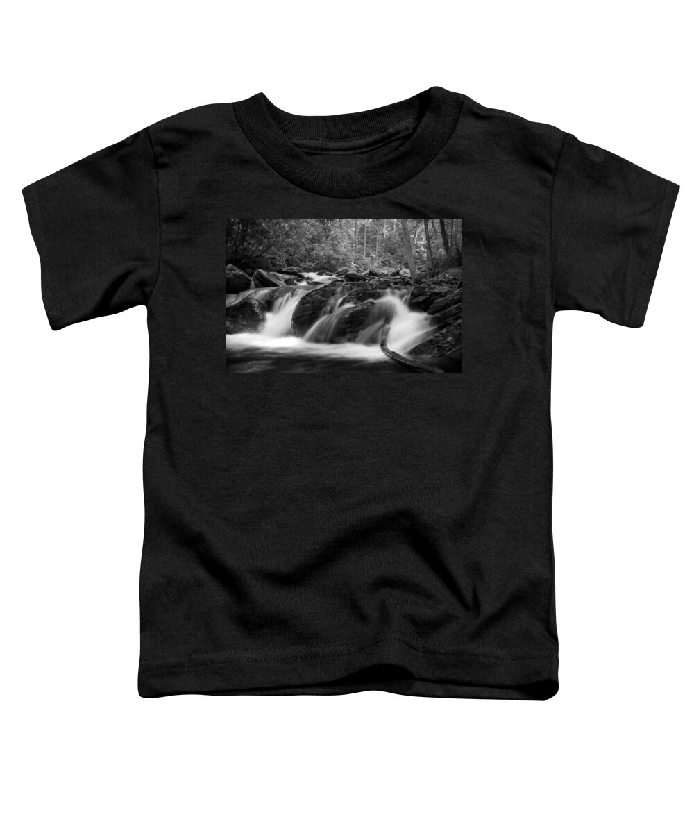 Waterfall Toddler T-Shirt featuring the photograph Georgia Mountain Water in Black and White by Greg and Chrystal Mimbs