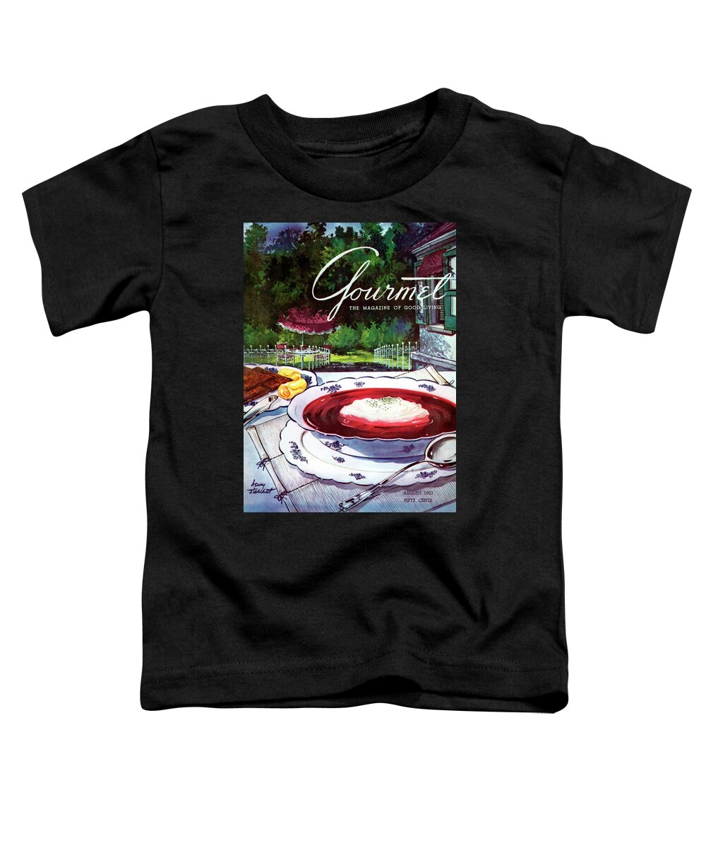 Illustration Toddler T-Shirt featuring the photograph Gourmet Cover Featuring A Bowl Of Borsch by Henry Stahlhut