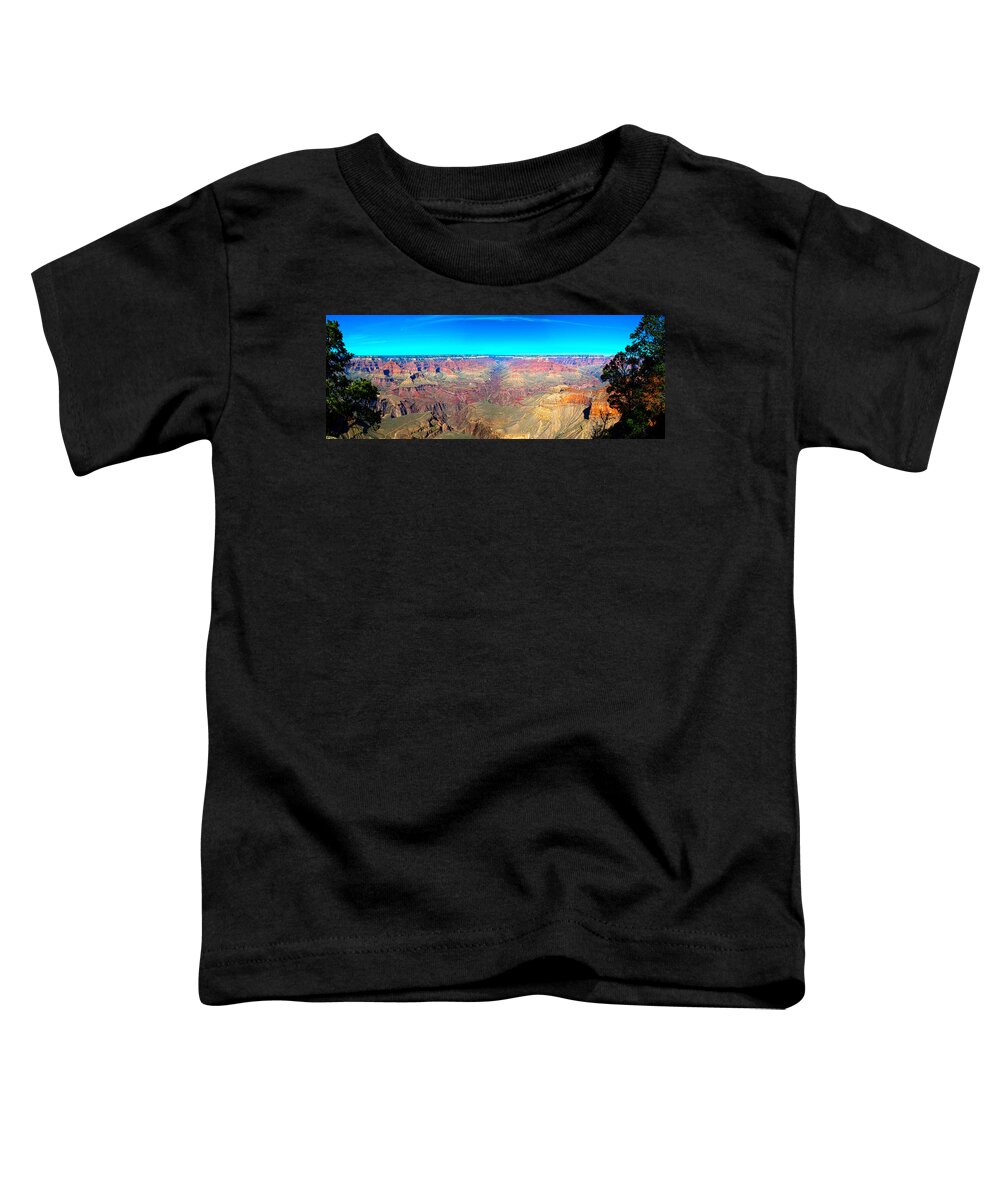 If You Look Closely You Can See The Colorado River ...sort Of. The Grand Canyon Is Definitely Breathtaking And I Hope You Agree That I Captured A Little Of It's Beauty. Toddler T-Shirt featuring the photograph Grand Canyon Panorama by Penny Lisowski