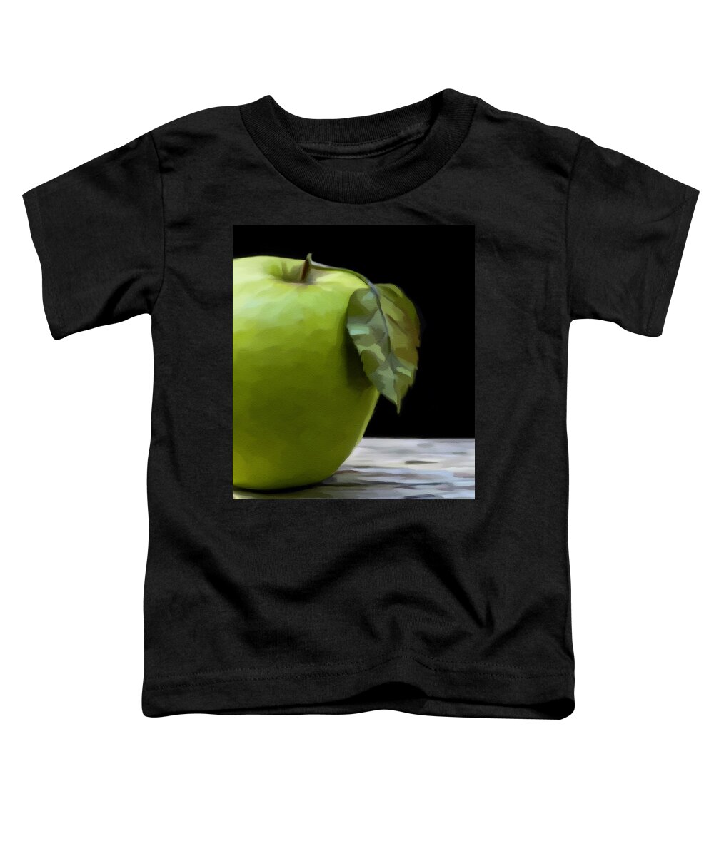 Apple Toddler T-Shirt featuring the digital art Green Apple by Nina Bradica