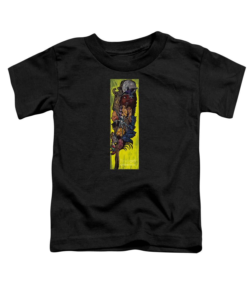 Crow Toddler T-Shirt featuring the painting Green Crow Feather by Emily McLaughlin