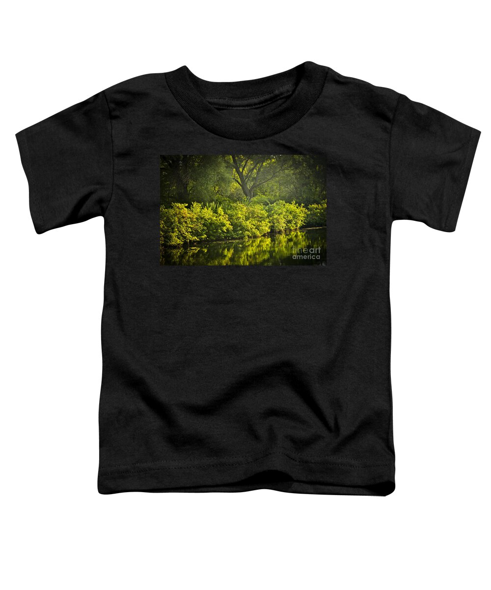 Green Toddler T-Shirt featuring the photograph Green reflections in water by Elena Elisseeva