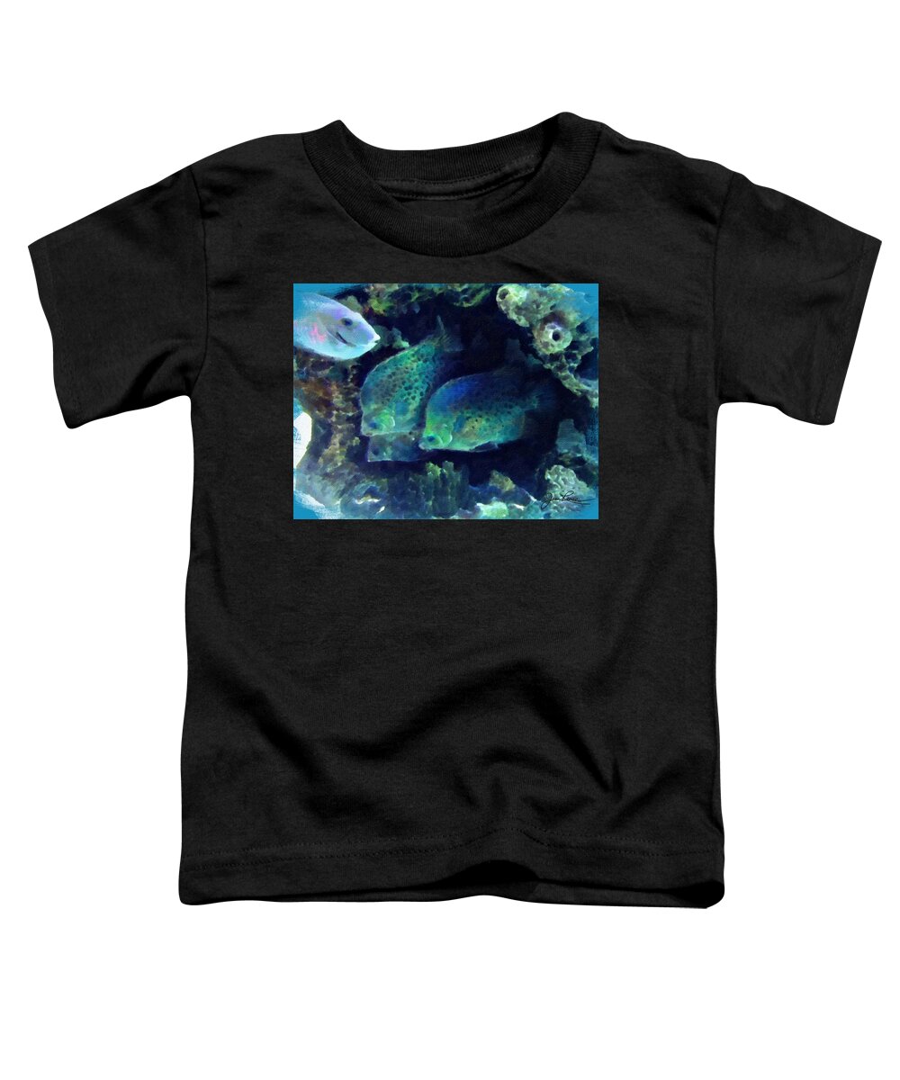 Tropical Fish Toddler T-Shirt featuring the painting Group of Fish by Joan Reese