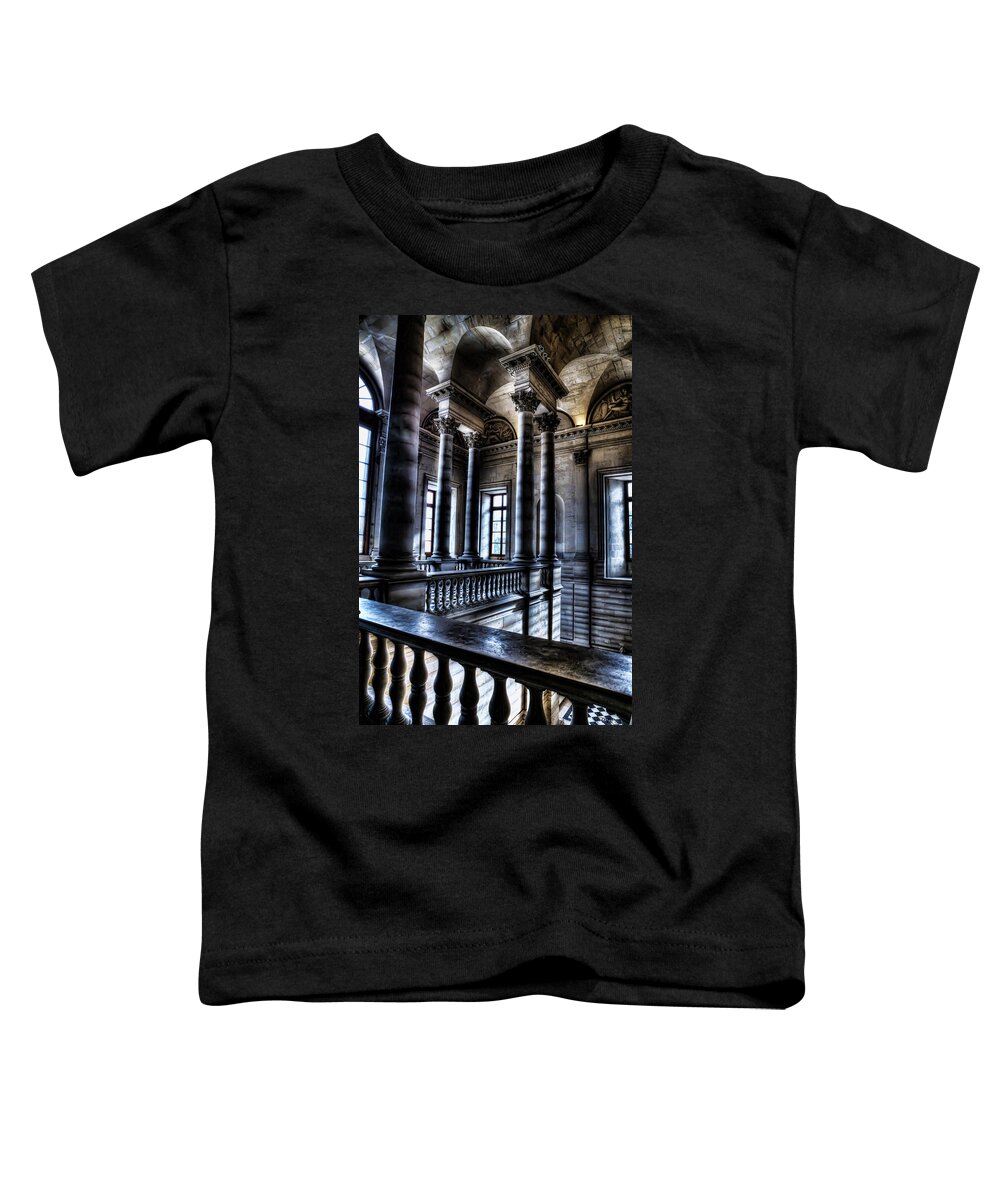 Paris France Toddler T-Shirt featuring the photograph Halls and Arches of the Louvre Paris by Evie Carrier