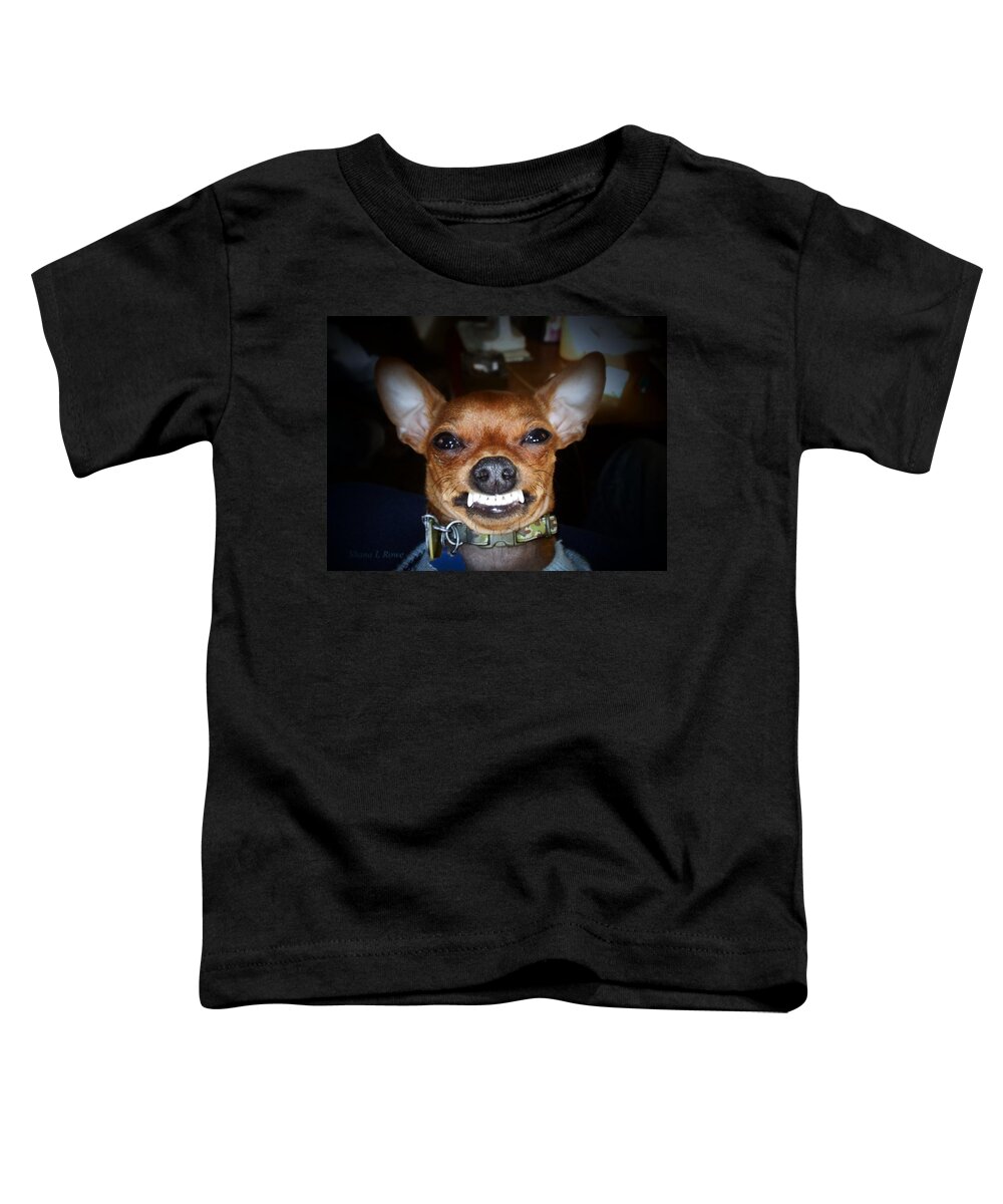 Chihuahua Toddler T-Shirt featuring the photograph Happy Max by Shana Rowe Jackson