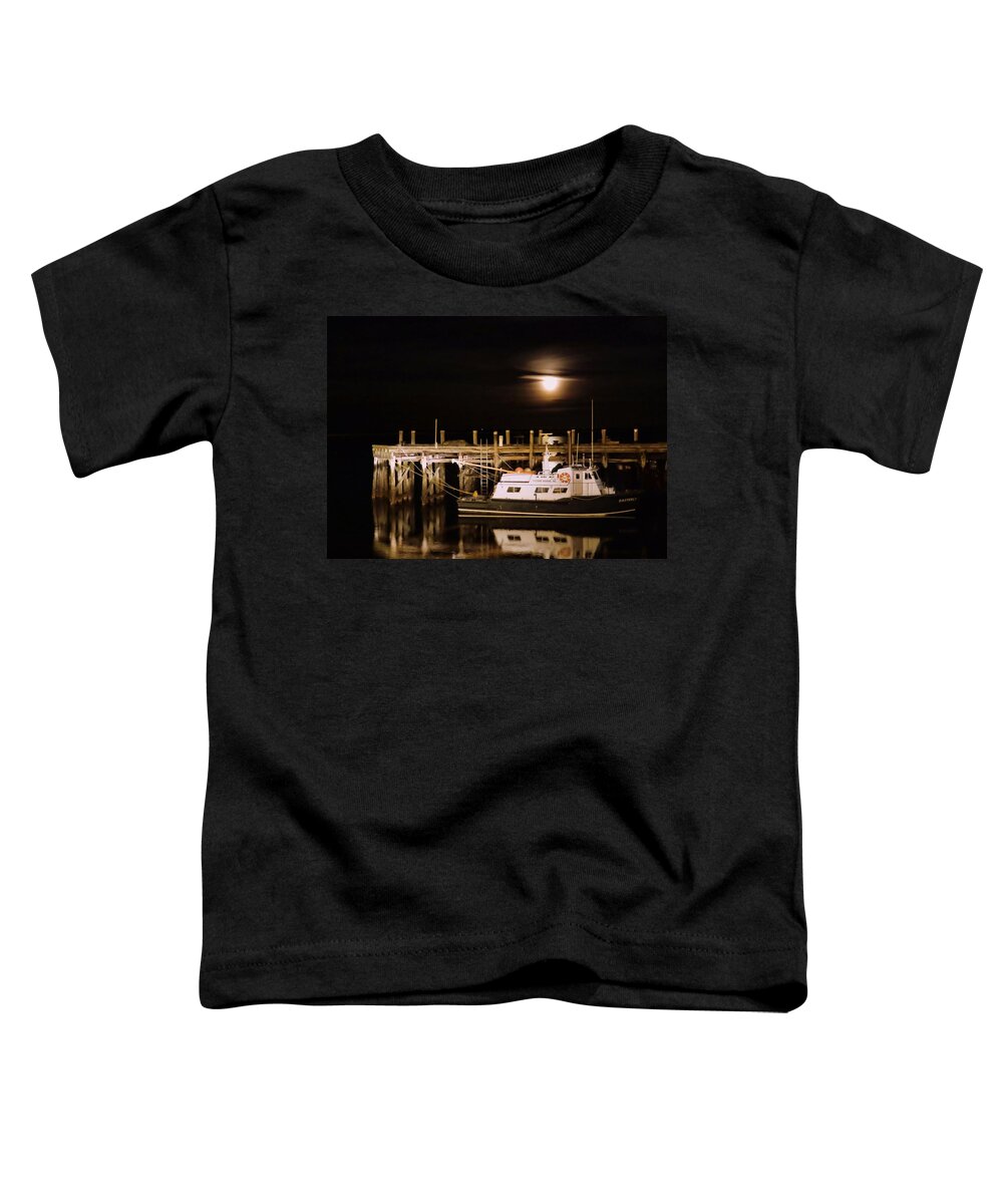 Moonscape Toddler T-Shirt featuring the photograph Harbor moon by Janice Drew