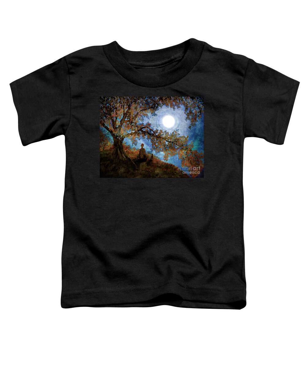 Zen Toddler T-Shirt featuring the digital art Harvest Moon Meditation by Laura Iverson