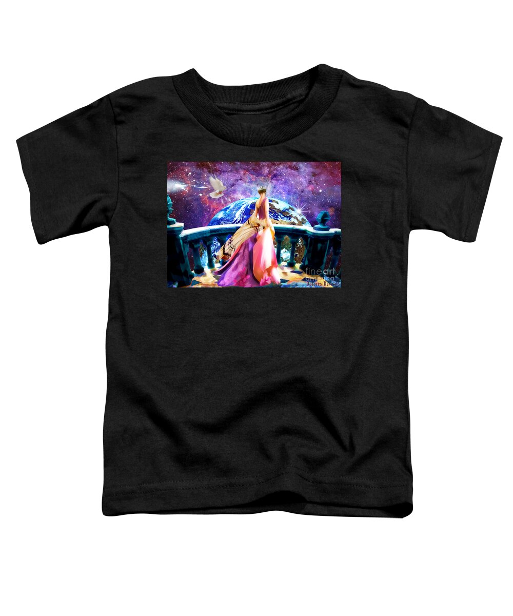 Prayer New Earth Kingdom Come Righteous Prayers Heavens Balcony Toddler T-Shirt featuring the digital art Heavens Balcony by Dolores Develde