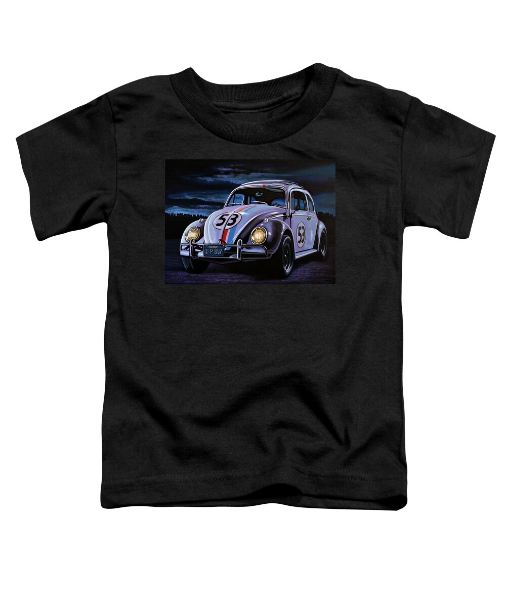 Herbie Toddler T-Shirt featuring the painting Herbie The Love Bug Painting by Paul Meijering