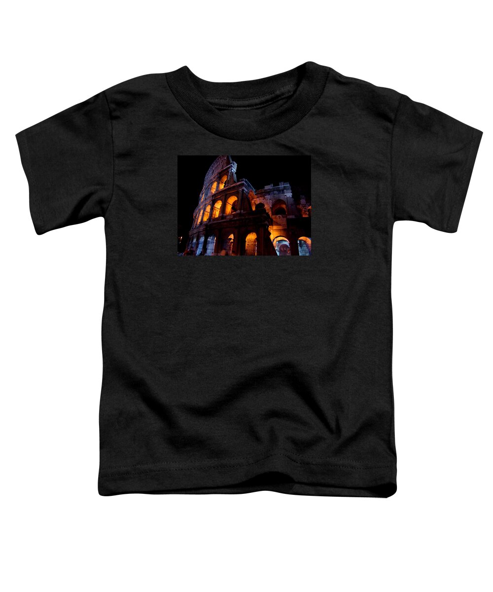 Colosseum Toddler T-Shirt featuring the photograph Historical shapes in the night by Alessandro Della Pietra