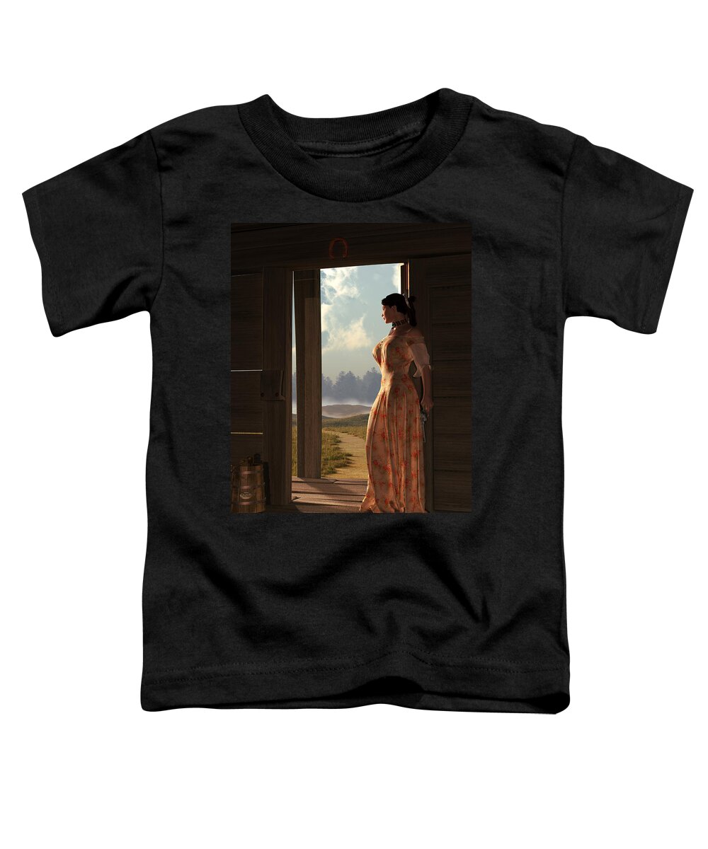 Widows Threshold Toddler T-Shirt featuring the digital art Homestead Woman by Daniel Eskridge