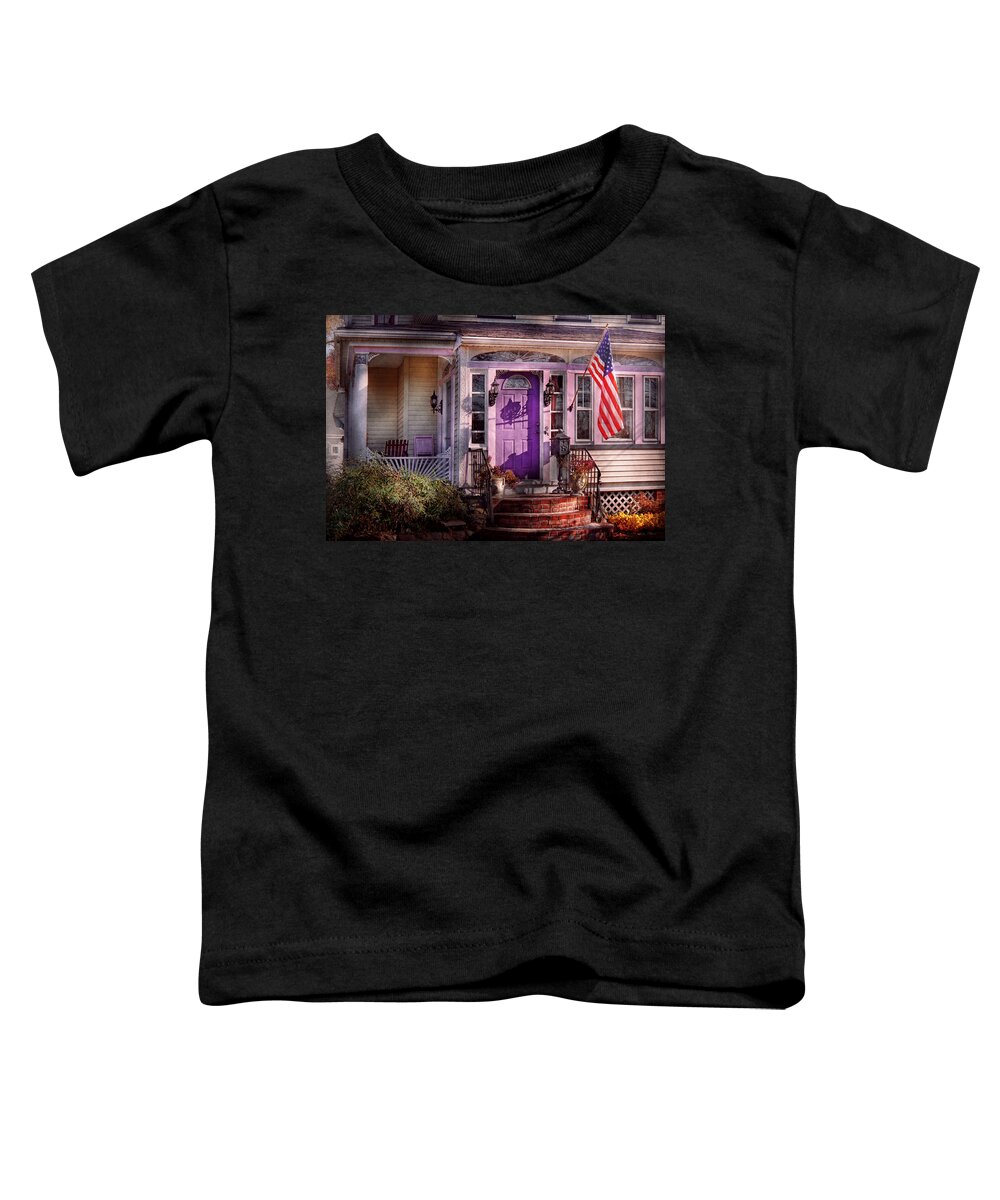 Victorian Toddler T-Shirt featuring the photograph House - Porch - Cranford NJ - Lovely in Lavender by Mike Savad