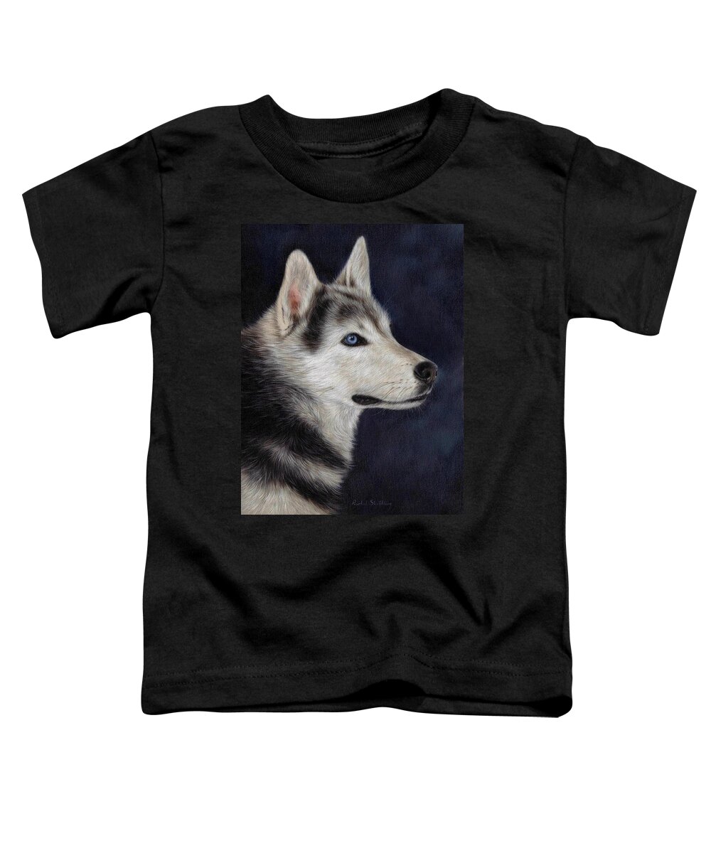 Husky Toddler T-Shirt featuring the painting Husky Portrait Painting by Rachel Stribbling