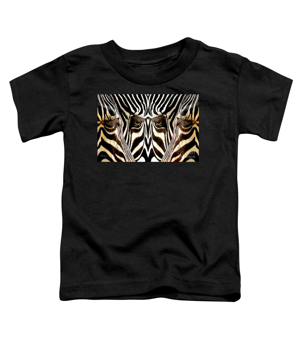 Zebra Toddler T-Shirt featuring the digital art Primal Zebra by Jennie Breeze