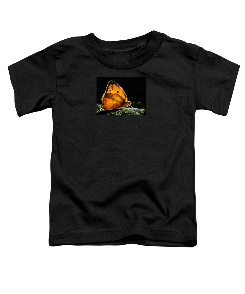 Animal Toddler T-Shirt featuring the photograph Illuminated Butterfly by Alice Cahill