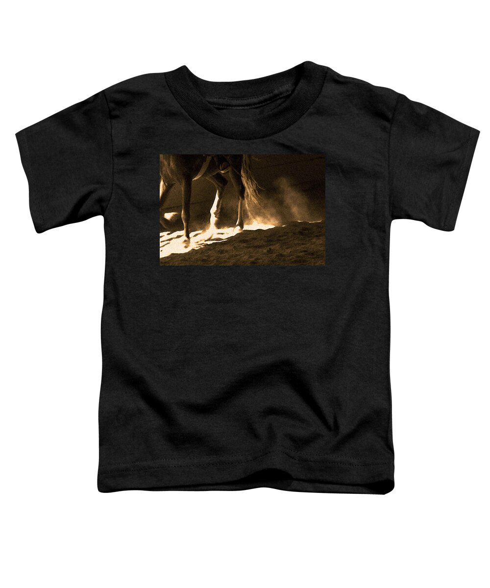 Horse Toddler T-Shirt featuring the photograph In The Practice Ring by Theresa Tahara
