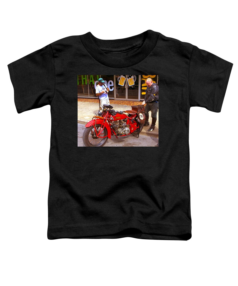 Cannonball Motorcle Toddler T-Shirt featuring the photograph Inspecting Indian #70 by Jeff Kurtz