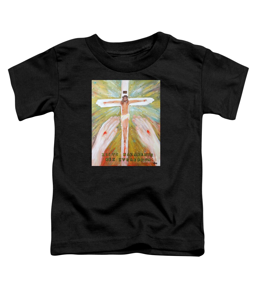 Jesus Toddler T-Shirt featuring the painting Jesus - King of the Jews by Karen Jane Jones