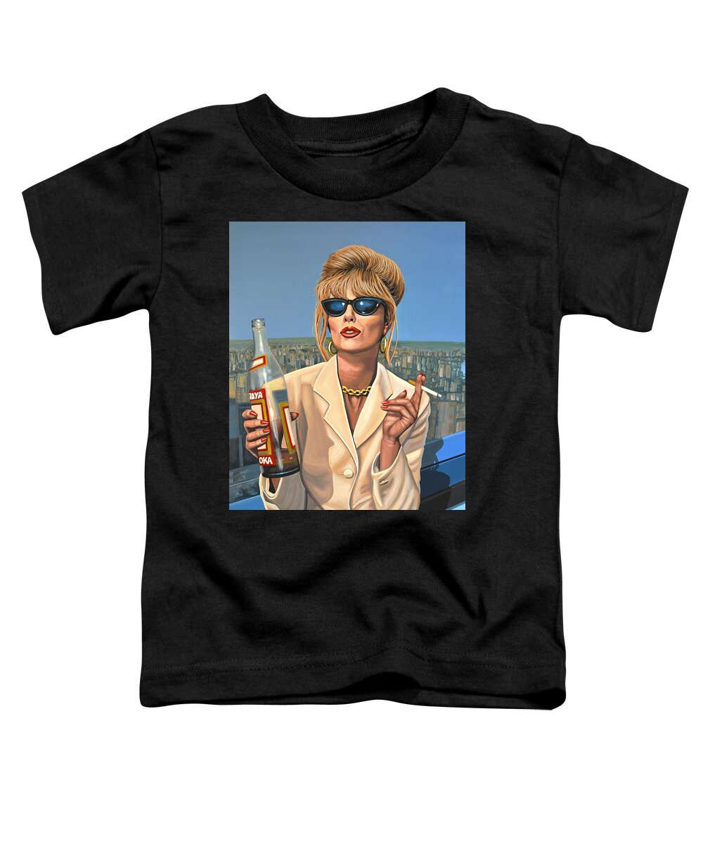 Joanna Lumley Toddler T-Shirt featuring the painting Joanna Lumley as Patsy Stone by Paul Meijering