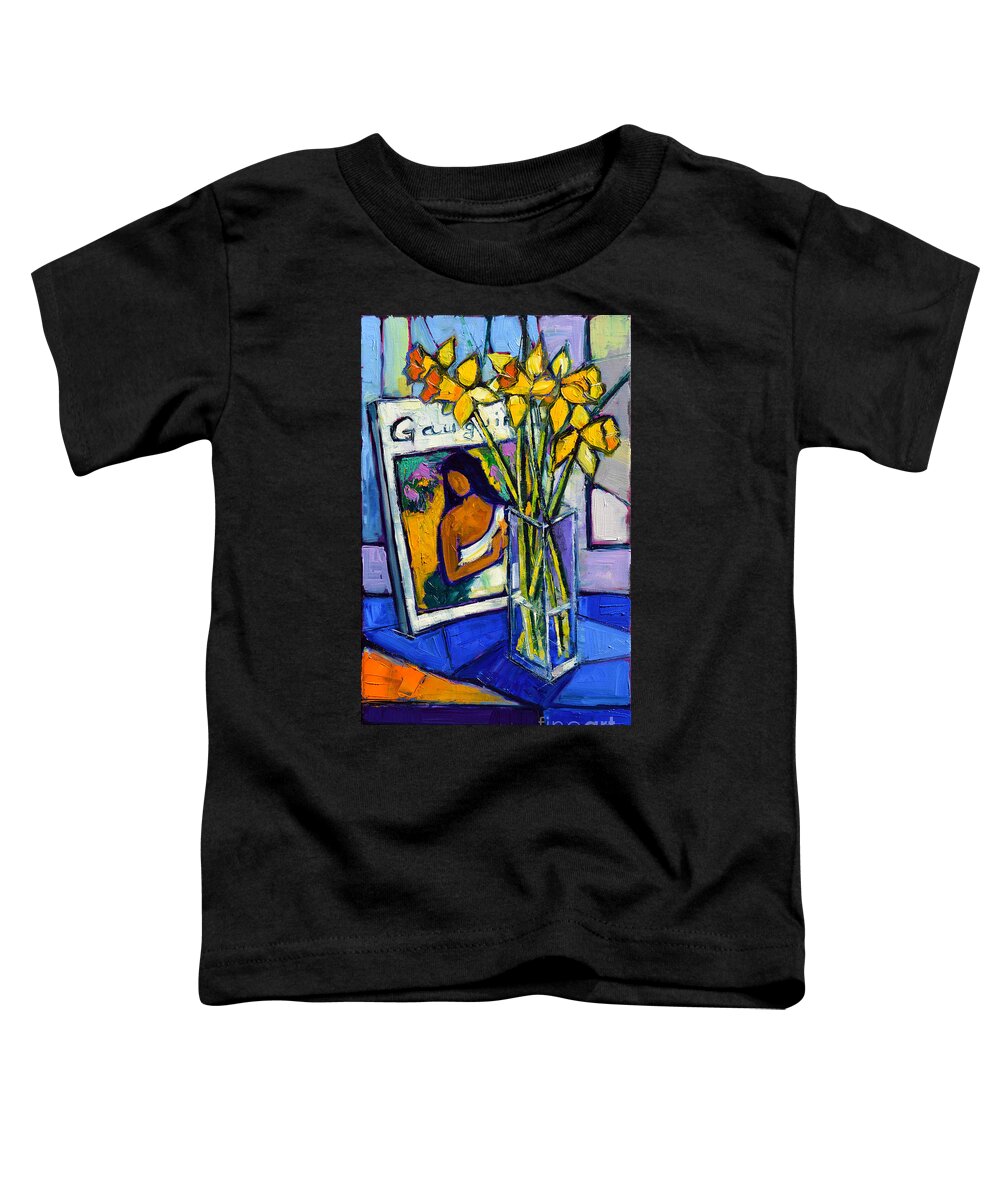 Jonquils And Gauguin Toddler T-Shirt featuring the painting Jonquils And Gauguin by Mona Edulesco