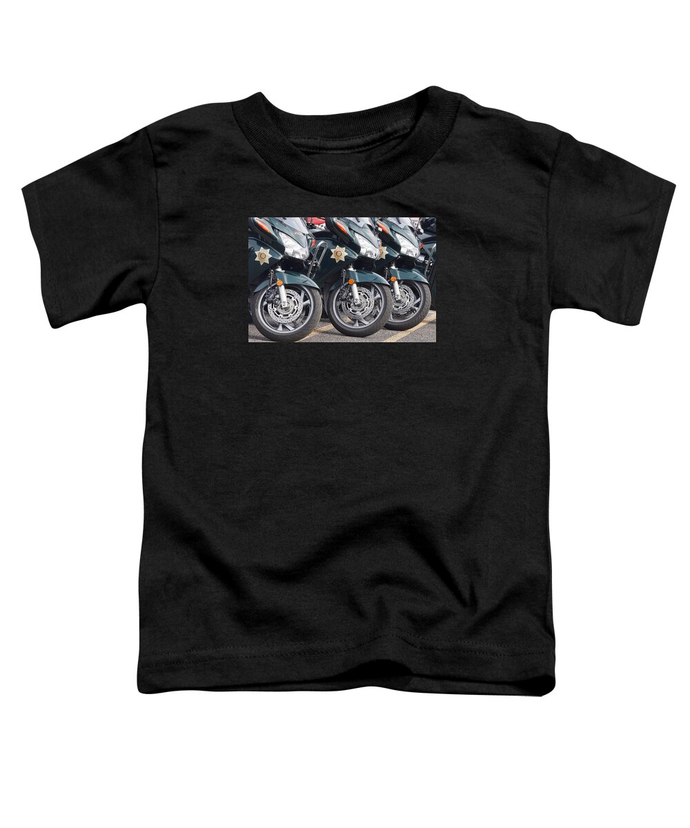 King County Police Motorcyle Toddler T-Shirt featuring the photograph King County Police Motorcycle by Wes and Dotty Weber