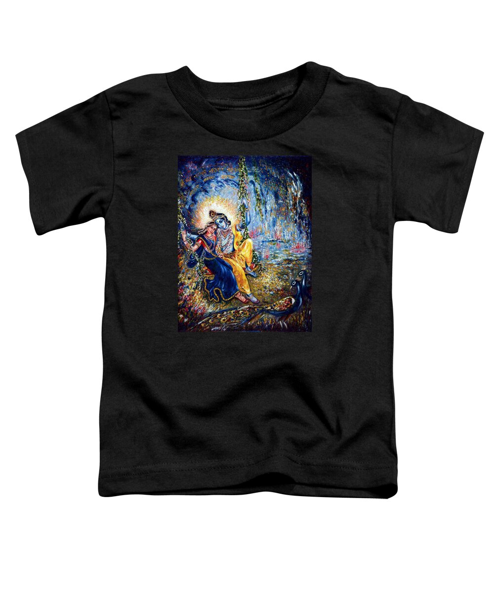 Krishna Toddler T-Shirt featuring the painting Krishna leela by Harsh Malik