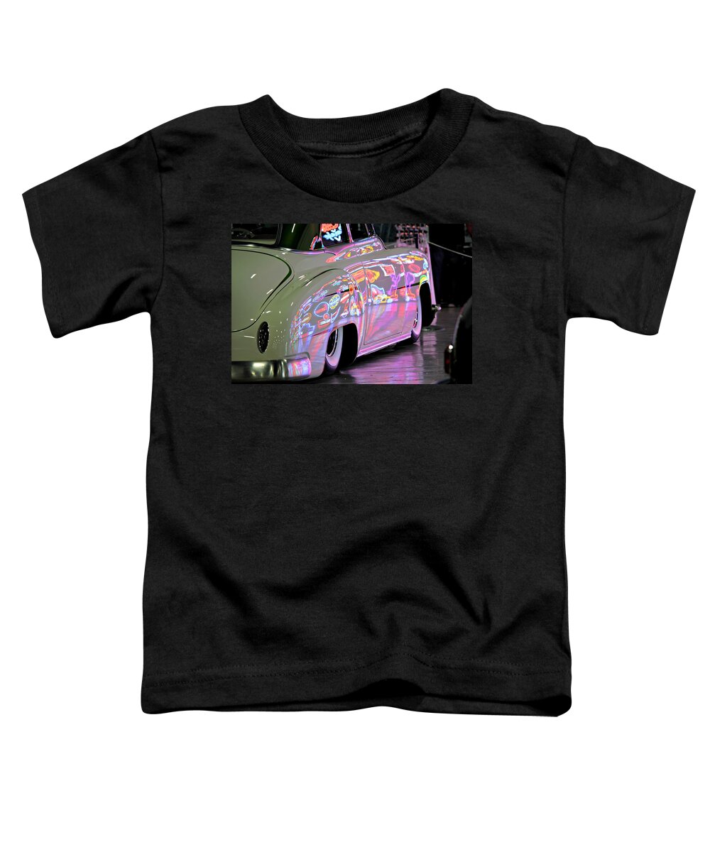 Kustom Toddler T-Shirt featuring the photograph Kustom Neon Reflections by Steve Natale