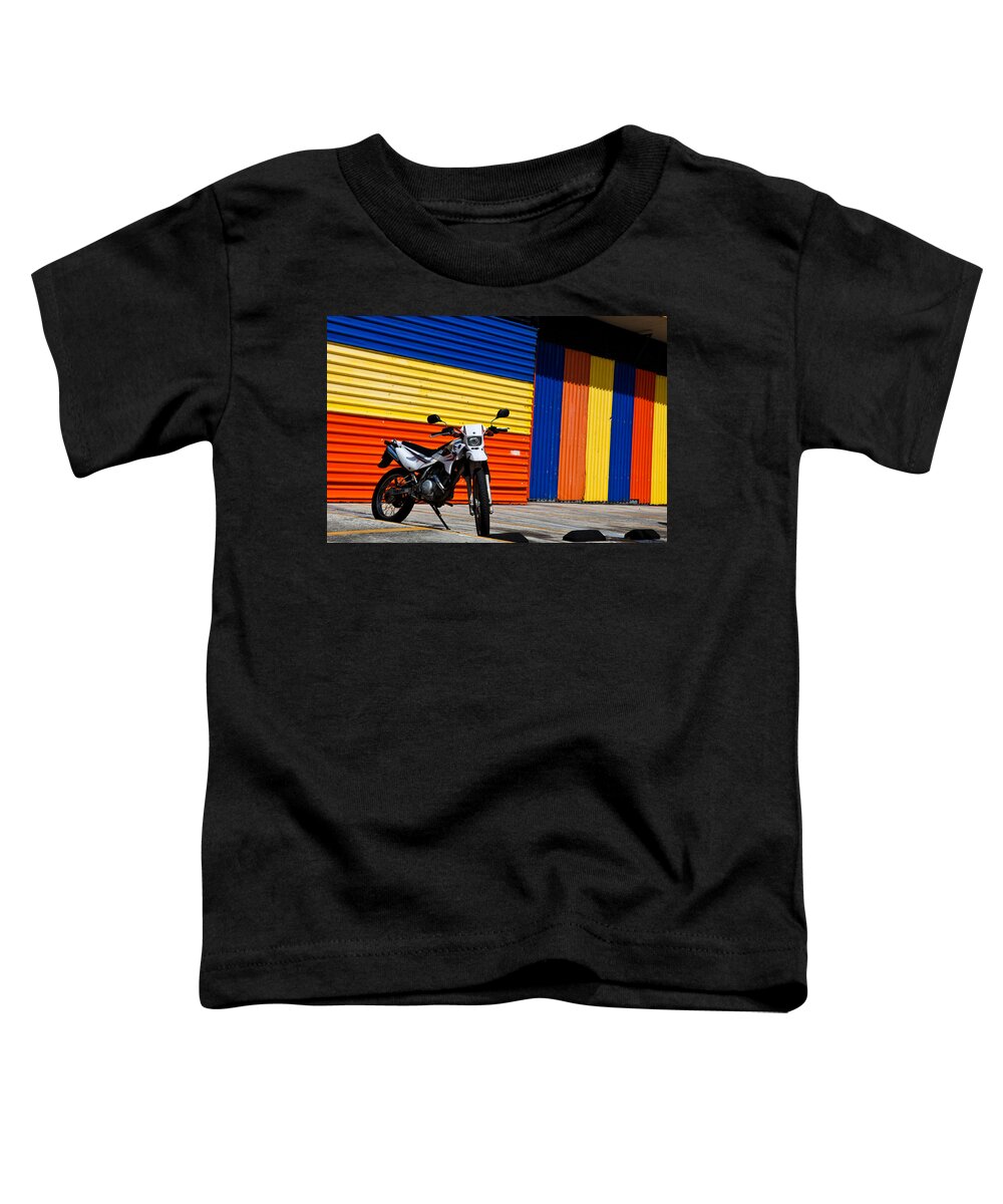 Transportation Toddler T-Shirt featuring the photograph La Motocicleta by Melinda Ledsome