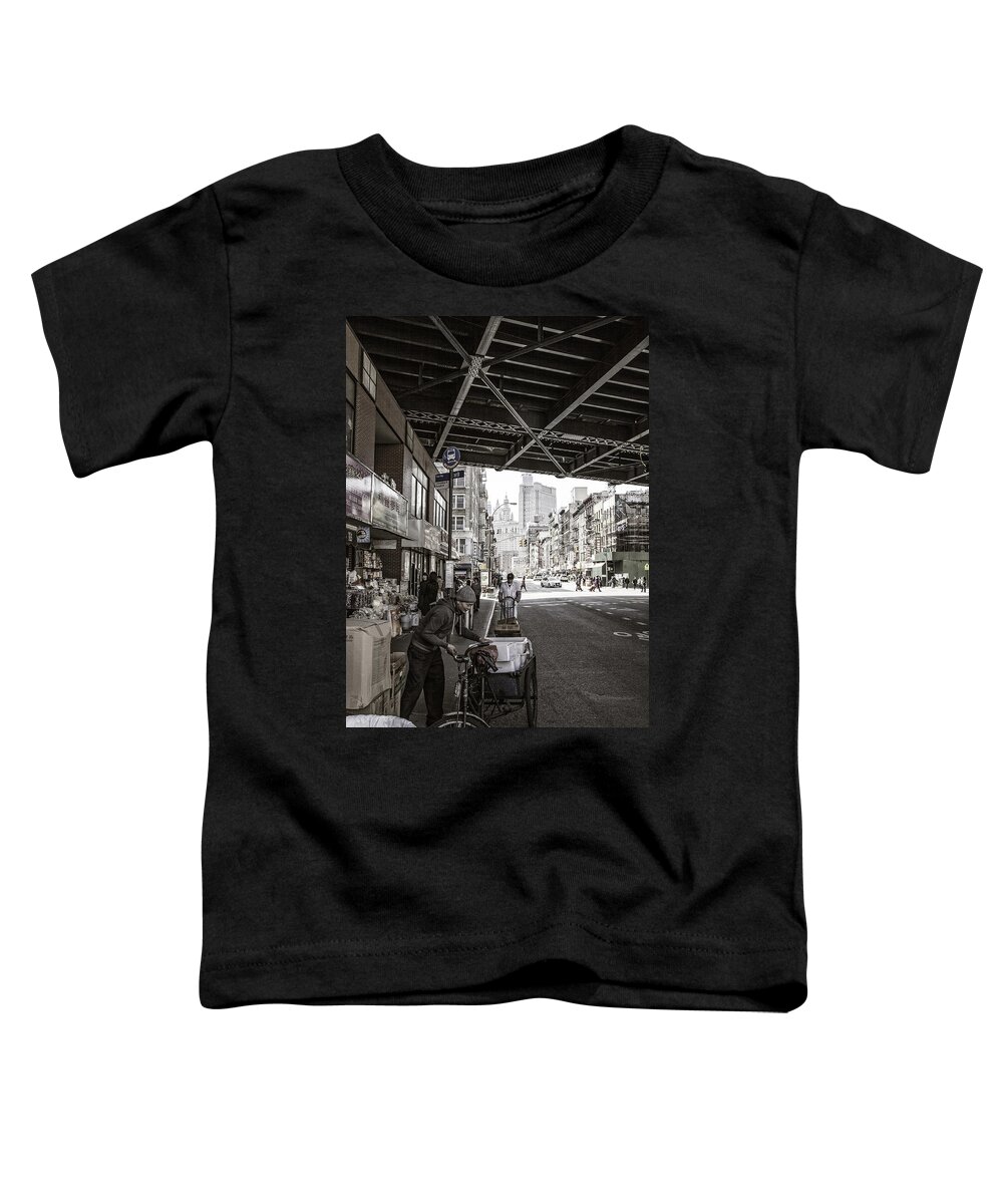 Workers Toddler T-Shirt featuring the photograph Laboring Under the Bridge by Madeline Ellis