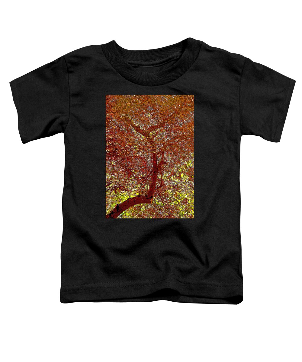 Lace-leaf Maple Toddler T-Shirt featuring the digital art Lace-leaf Radiance by Gary Olsen-Hasek