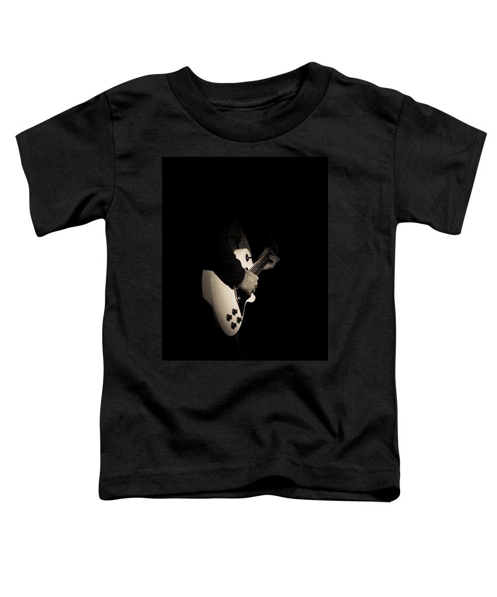 Monochrome Toddler T-Shirt featuring the photograph Let the Guitar Do the Talking by Alex Lapidus