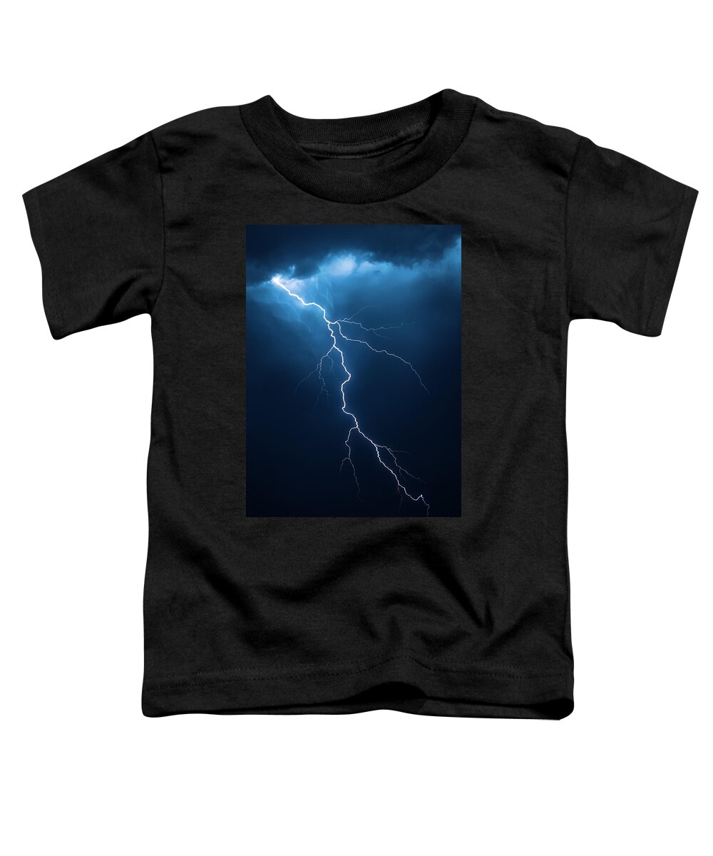 Lightning Toddler T-Shirt featuring the photograph Lightning with cloudscape by Johan Swanepoel