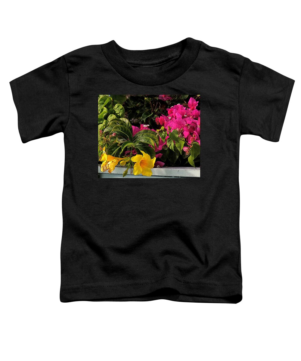 Lizard Toddler T-Shirt featuring the photograph Lizard Among The Flowers by Ian MacDonald