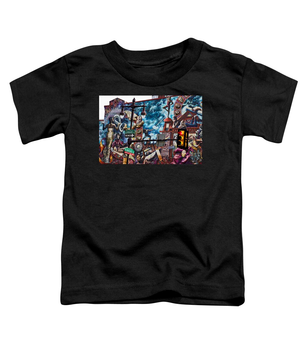 Philadelphia Mural Toddler T-Shirt featuring the photograph Lombard and Broad by Alice Gipson