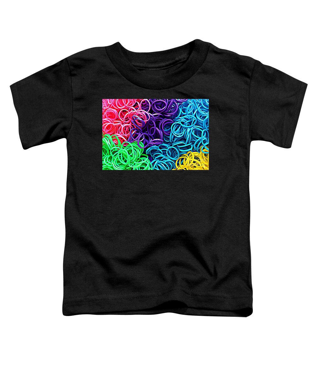 Elastic Bands Toddler T-Shirt featuring the photograph Loom Bands by Clare Bevan