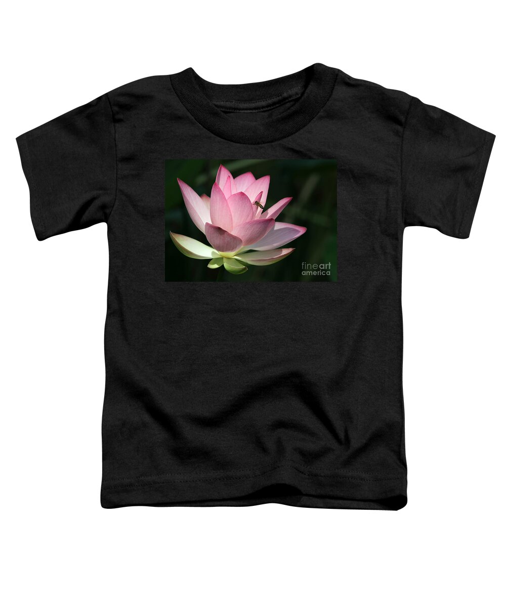 Lotus Toddler T-Shirt featuring the photograph Lotus and a Bee by Sabrina L Ryan