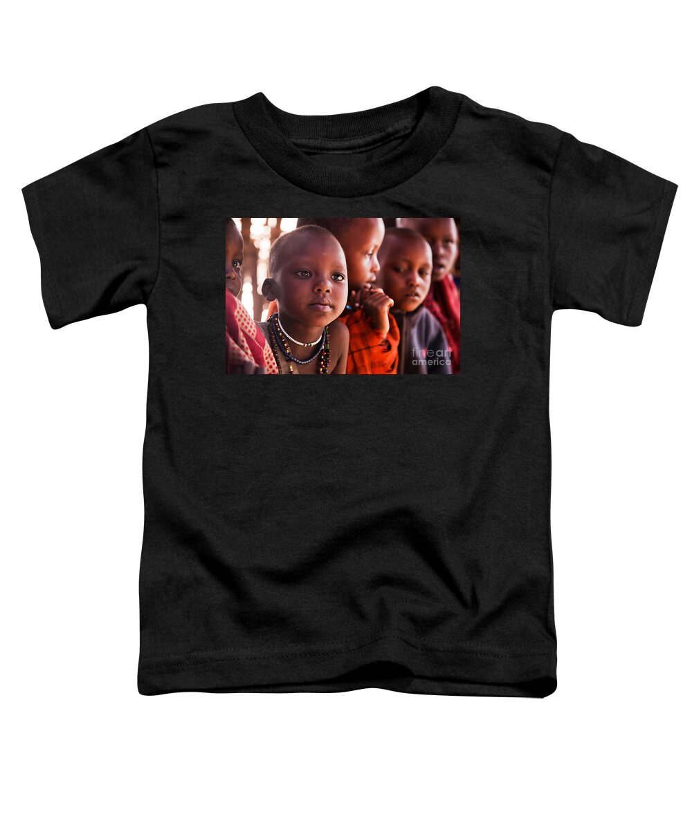 Africa Toddler T-Shirt featuring the photograph Maasai children in school in Tanzania by Michal Bednarek